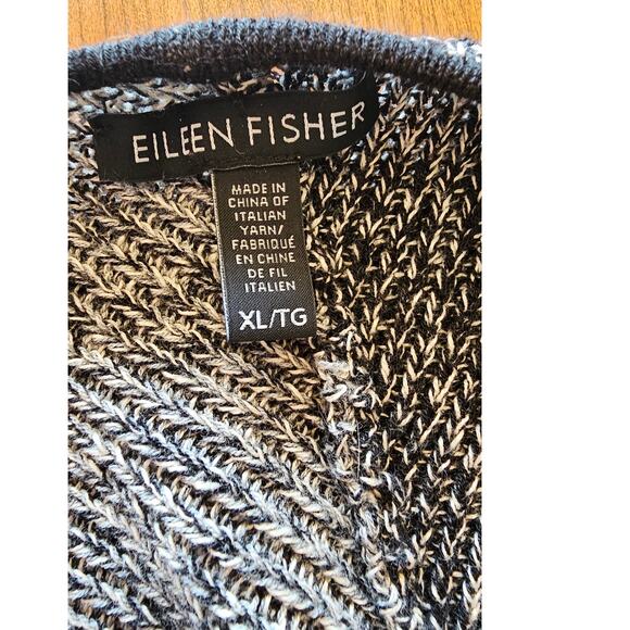 Eileen Fisher Wool Linen Open Cardigan Sweater Colorblock Gray Size XL, NEW - Picture 5 of 9